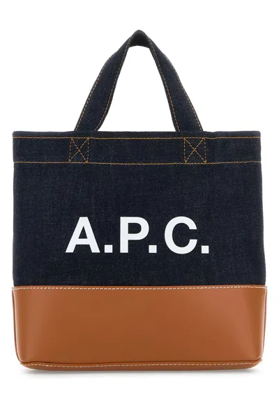 Apc A.p.c. Denim Mini Axel Shopping Bag In Blue