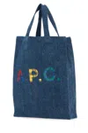 Apc Denim Mini Lou Shopping Bag In Washedindigo