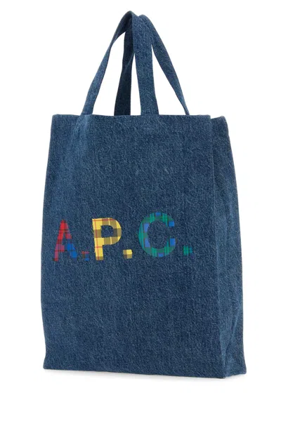 Apc Denim Mini Lou Shopping Bag In Washedindigo