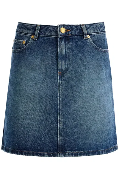 Apc Denim Mini Skirt In Blu