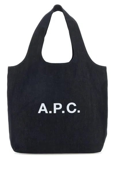 Apc Denim Ninon Shopping Bag In Indigo