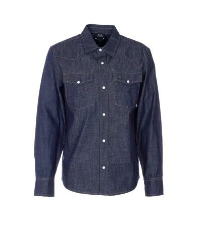Apc A.p.c. Men Denim Shirt In Blue