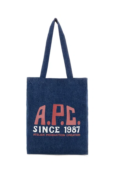 Apc Denim Shoulder Bag In Washed Indigo