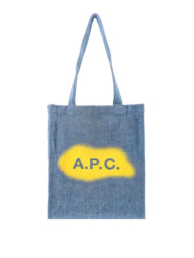 Apc Denim Shoulder Bag With Logo On The Front In Blue