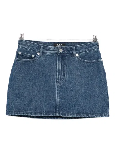 Apc Denim Straight Skirt In Blue