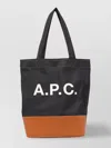 Apc Denim Tote Print Leather Trimming In Blue