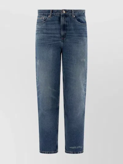 Apc Denim Trousers Distressed Belt Loops In Blue