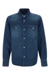 Apc Long Sleeve Denim Shirt With Chest Pockets In Blue