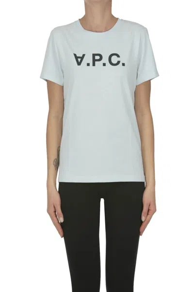 Apc Designer Logo T-shirt In Blue