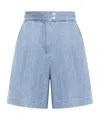 Apc Pleated Denim Shorts In Blue