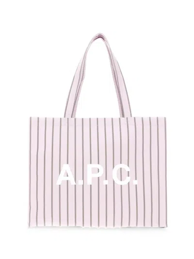 A.p.c. Diane Logo-print Striped Tote Bag In Pink