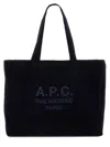 Apc A.p.c. Dark Blue Corduroy Diane Shopping Bag In Blue