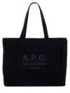 Apc A.p.c. Dark Blue Corduroy Diane Shopping Bag In Blue