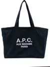 Apc Navy Blue Canvas Diane Rue Madame Shopping Bag In Blue