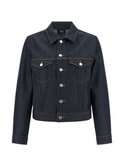 Apc Denim Dion Jacket Chest Pockets Tabs In Blue