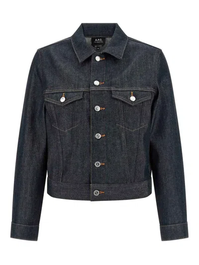 A.p.c. A. P.c. Dion Contrast-stitching Jacket In Blue