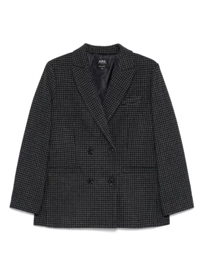 APC DOUBLE-BREASTED ANTHRACITE GREY WOOL BLAZER