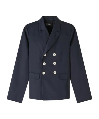 Apc Double-breasted Casual Jacket In Black