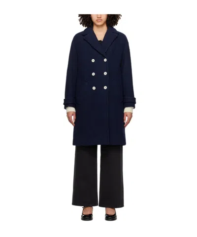 Apc Double-breasted Coat In Black