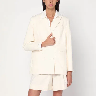 A.p.c. Double-breasted Jacket In Cotton With Back Vent In Neutral