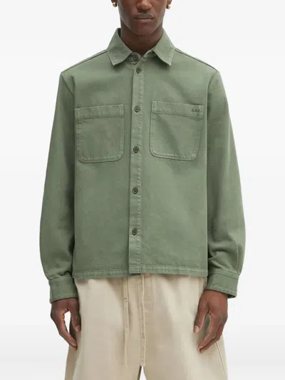 Apc Double-pocket Long-sleeve Shirt In Green