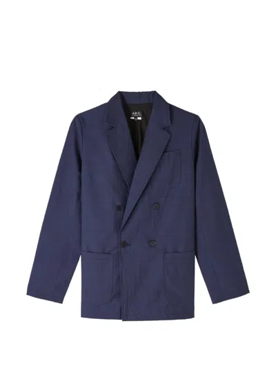 A.P.C. DOUBLE-BREASTED CRINKLED JACKET