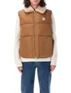 Apc Reversible Shearling Collar Vest Jacket In Dark Beige