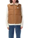 Apc Reversible Shearling Collar Vest Jacket In Dark Beige