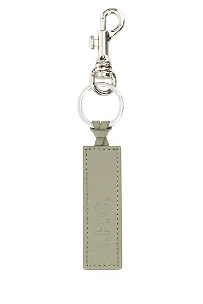 Apc A.p.c. Dove Grey Leather Key Ring