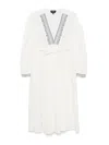 Apc Embroidered V-neck Cotton Midi Dress In White