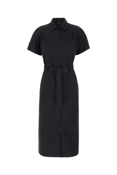 Apc Twill Shirt Dress In Blue