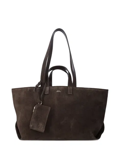 Apc Drummer Suede Small Pouch Tote Bag In Brown