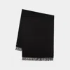 Apc A.p.c. Alix Brodée Black Virgin Wool Scarf In Black
