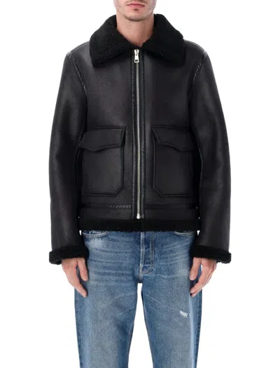 Apc Ecoshearling Casual Jacket With Textured Finish In Black
