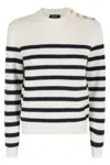 Apc A.p.c. Ecru And Dark Blue Striped Wool Sweater In White