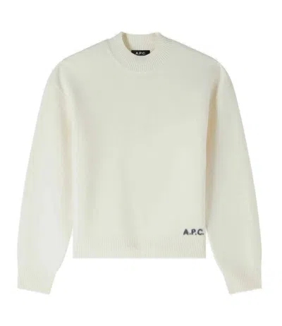 APC A.P.C. ECRU MERINO WOOL JUMPER WITH BOXY CUT