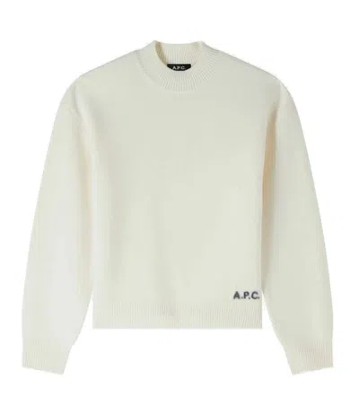 APC ECRU MERINO WOOL JUMPER WITH BOXY CUT
