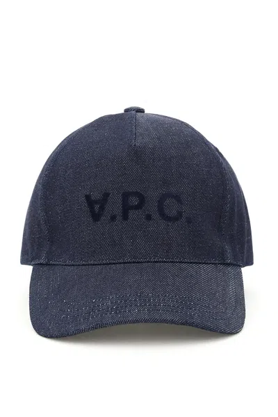 Apc Logo棉质牛仔棒球帽 In Dark Blue