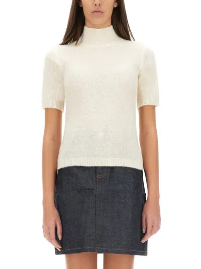 Apc Edie Short-sleeve Sweater In White