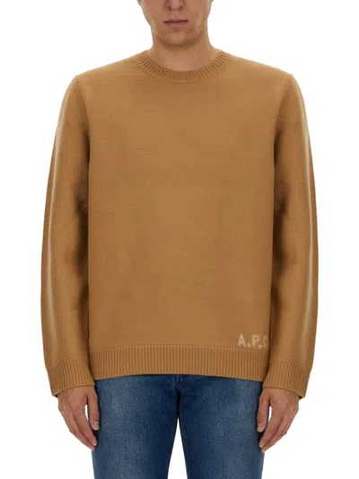 Apc A.p.c. "edward" Jersey Sweater In Brown