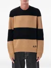 Apc A.p.c. A.p.c. Black And Beige Striped Sweater With Logo In Black
