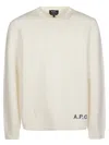 Apc Straight-cut Ecru Sweater In Thick Virgin Merino Wool In Aad Ecru