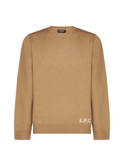 Apc Edward Wool Pullover In Brown