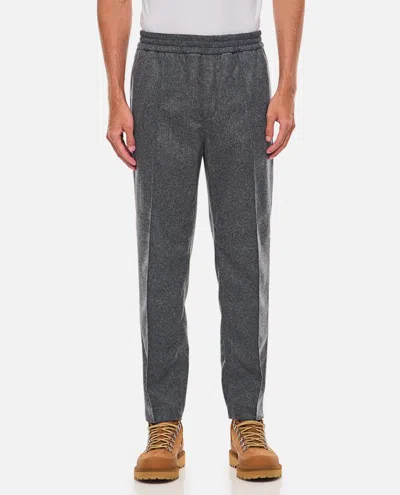 Apc A.p.c. Elastic Waist Tapered Leg Trousers In Heather Charcoal Gray