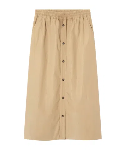 A.p.c. Elastic Waistband Midi Skirt In Light Brown