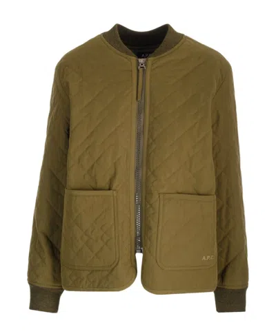 A.p.c. Elea Quilted Jacket In Green