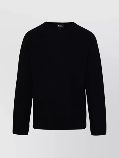 Apc Elie Crew Neck Sweater In Virgin Wool In Black