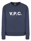 Apc Round Neck Sweatshirt With Printed Logo Blue