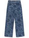 Apc A.p.c. High-rise Floral-print Denim Jeans With Straight Leg In Blue