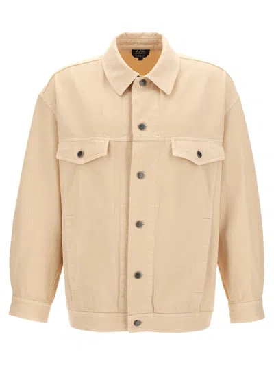 Apc A.p.c. Elvis Buttoned Denim Jacket In Beige